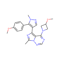 COc1ccc(-c2c(-c3nc(C)n4ncnc(N5CC(OC)C5)c34)cnn2C)cc1 ZINC000169697347