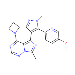 COc1ccc(-c2c(-c3nc(C)n4ncnc(N5CCC5)c34)cnn2C)nc1 ZINC000169697329