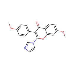 COc1ccc(-c2c(-n3ccnc3)oc3cc(OC)ccc3c2=O)cc1 ZINC000014946794