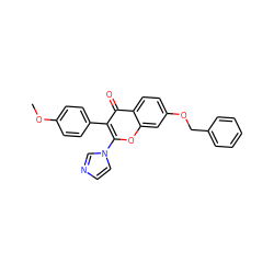 COc1ccc(-c2c(-n3ccnc3)oc3cc(OCc4ccccc4)ccc3c2=O)cc1 ZINC000014946796