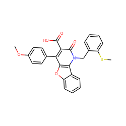 COc1ccc(-c2c(C(=O)O)c(=O)n(Cc3ccccc3SC)c3c2oc2ccccc23)cc1 ZINC000027705829