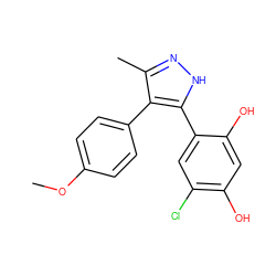 COc1ccc(-c2c(C)n[nH]c2-c2cc(Cl)c(O)cc2O)cc1 ZINC000004617888