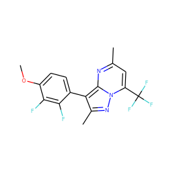 COc1ccc(-c2c(C)nn3c(C(F)(F)F)cc(C)nc23)c(F)c1F ZINC000953040750