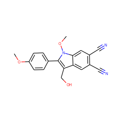 COc1ccc(-c2c(CO)c3cc(C#N)c(C#N)cc3n2OC)cc1 ZINC000653846492