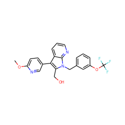 COc1ccc(-c2c(CO)n(Cc3cccc(OC(F)(F)F)c3)c3ncccc23)cn1 ZINC000299822595