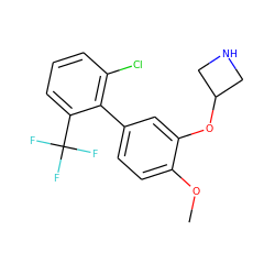 COc1ccc(-c2c(Cl)cccc2C(F)(F)F)cc1OC1CNC1 ZINC000096175877