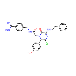 COc1ccc(-c2c(Cl)nc(NCCc3ccccc3)c(=O)n2CC(=O)NCc2ccc(C(=N)N)cc2)cc1 ZINC000014956001