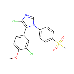 COc1ccc(-c2c(Cl)ncn2-c2ccc(S(C)(=O)=O)cc2)cc1Cl ZINC000000592936