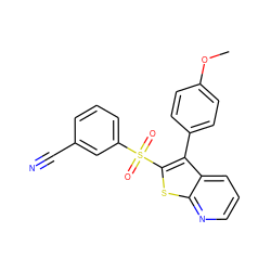 COc1ccc(-c2c(S(=O)(=O)c3cccc(C#N)c3)sc3ncccc23)cc1 ZINC000147998531