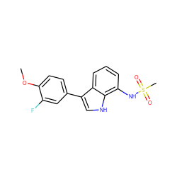 COc1ccc(-c2c[nH]c3c(NS(C)(=O)=O)cccc23)cc1F ZINC000473108758