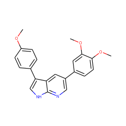 COc1ccc(-c2c[nH]c3ncc(-c4ccc(OC)c(OC)c4)cc23)cc1 ZINC000103225138