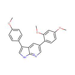 COc1ccc(-c2c[nH]c3ncc(-c4ccc(OC)cc4OC)cc23)cc1 ZINC000103225135