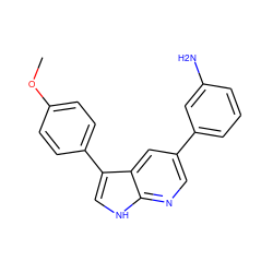 COc1ccc(-c2c[nH]c3ncc(-c4cccc(N)c4)cc23)cc1 ZINC000299826811