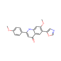 COc1ccc(-c2cc(=O)c3cc(-c4cnco4)c(OC)cc3[nH]2)cc1 ZINC000013487591