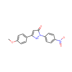 COc1ccc(-c2cc(=O)n(-c3ccc([N+](=O)[O-])cc3)[nH]2)cc1 ZINC000100547332