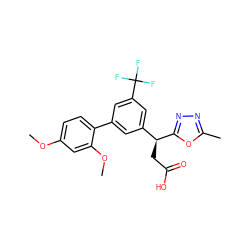 COc1ccc(-c2cc([C@H](CC(=O)O)c3nnc(C)o3)cc(C(F)(F)F)c2)c(OC)c1 ZINC001772600610