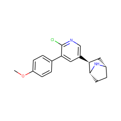 COc1ccc(-c2cc([C@H]3C[C@@H]4CC[C@H]3N4)cnc2Cl)cc1 ZINC000049111966