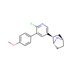 COc1ccc(-c2cc([C@H]3C[C@H]4CC[C@H]3N4)cnc2Cl)cc1 ZINC000253883797