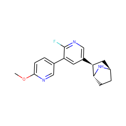 COc1ccc(-c2cc([C@H]3C[C@H]4CC[C@H]3N4)cnc2F)cn1 ZINC000103249580