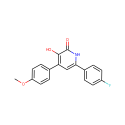 COc1ccc(-c2cc(-c3ccc(F)cc3)[nH]c(=O)c2O)cc1 ZINC000066259591