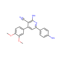 COc1ccc(-c2cc(-c3ccc(N)cc3)nc(N)c2C#N)cc1OC ZINC000019095808