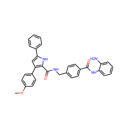 COc1ccc(-c2cc(-c3ccccc3)[nH]c2C(=O)NCc2ccc(C(=O)Nc3ccccc3N)cc2)cc1 ZINC000116536707