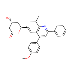 COc1ccc(-c2cc(-c3ccccc3)nc(C(C)C)c2/C=C/[C@@H]2C[C@@H](O)CC(=O)O2)cc1 ZINC000027657356