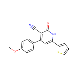 COc1ccc(-c2cc(-c3cccs3)[nH]c(=O)c2C#N)cc1 ZINC000004741883