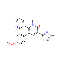 COc1ccc(-c2cc(-c3nc(C)cs3)c(=O)n(C)c2-c2cccnc2)cc1 ZINC000013473222