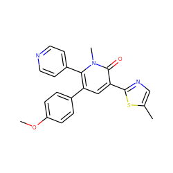 COc1ccc(-c2cc(-c3ncc(C)s3)c(=O)n(C)c2-c2ccncc2)cc1 ZINC000013473216