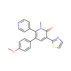 COc1ccc(-c2cc(-c3nccs3)c(=O)n(C)c2-c2ccncc2)cc1 ZINC000000582726