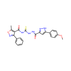 COc1ccc(-c2cc(C(=O)NNC(=S)NC(=O)c3c(-c4ccccc4)noc3C)n[nH]2)cc1 ZINC000009463204