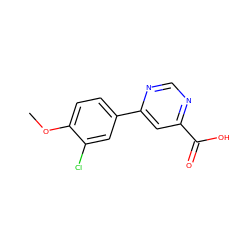 COc1ccc(-c2cc(C(=O)O)ncn2)cc1Cl ZINC000071597348