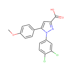 COc1ccc(-c2cc(C(=O)O)nn2-c2ccc(Cl)c(Cl)c2)cc1 ZINC000299856251