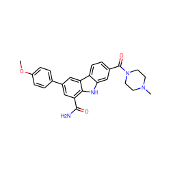 COc1ccc(-c2cc(C(N)=O)c3[nH]c4cc(C(=O)N5CCN(C)CC5)ccc4c3c2)cc1 ZINC000113201383