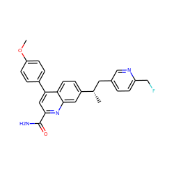 COc1ccc(-c2cc(C(N)=O)nc3cc([C@@H](C)Cc4ccc(CF)nc4)ccc23)cc1 ZINC000205643647