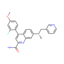 COc1ccc(-c2cc(C(N)=O)nc3cc([C@@H](C)Cc4cccnc4)ccc23)c(F)c1 ZINC000205648789