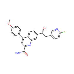 COc1ccc(-c2cc(C(N)=O)nc3cc([C@H](O)Cc4ccc(Cl)nc4)ccc23)cc1 ZINC000221601716