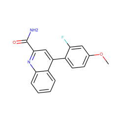 COc1ccc(-c2cc(C(N)=O)nc3ccccc23)c(F)c1 ZINC001772611175