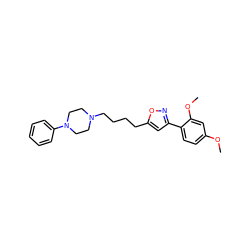 COc1ccc(-c2cc(CCCCN3CCN(c4ccccc4)CC3)on2)c(OC)c1 ZINC000013441283