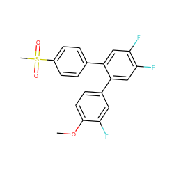 COc1ccc(-c2cc(F)c(F)cc2-c2ccc(S(C)(=O)=O)cc2)cc1F ZINC000013755790