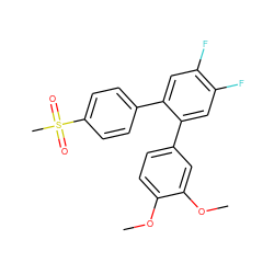 COc1ccc(-c2cc(F)c(F)cc2-c2ccc(S(C)(=O)=O)cc2)cc1OC ZINC000003814666