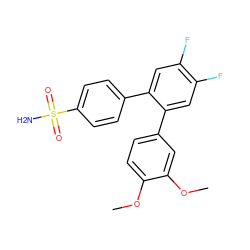 COc1ccc(-c2cc(F)c(F)cc2-c2ccc(S(N)(=O)=O)cc2)cc1OC ZINC000003814675