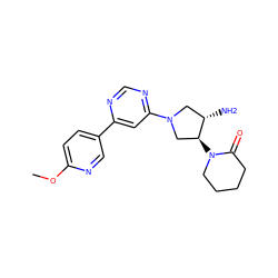 COc1ccc(-c2cc(N3C[C@H](N)[C@@H](N4CCCCC4=O)C3)ncn2)cn1 ZINC000066079307