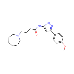 COc1ccc(-c2cc(NC(=O)CCCN3CCCCCC3)[nH]n2)cc1 ZINC000095578153