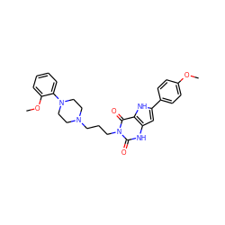 COc1ccc(-c2cc3[nH]c(=O)n(CCCN4CCN(c5ccccc5OC)CC4)c(=O)c3[nH]2)cc1 ZINC000028470138