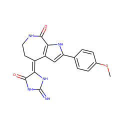 COc1ccc(-c2cc3c([nH]2)C(=O)NCC/C3=C2/NC(=N)NC2=O)cc1 ZINC000073198077