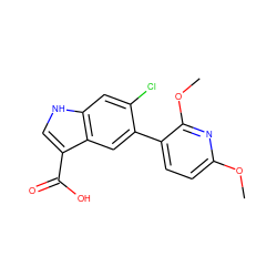 COc1ccc(-c2cc3c(C(=O)O)c[nH]c3cc2Cl)c(OC)n1 ZINC001772590457