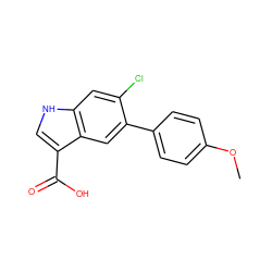 COc1ccc(-c2cc3c(C(=O)O)c[nH]c3cc2Cl)cc1 ZINC000205299531