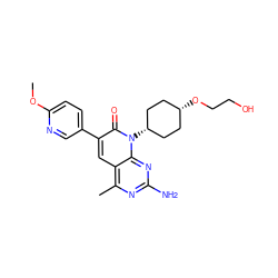 COc1ccc(-c2cc3c(C)nc(N)nc3n([C@H]3CC[C@@H](OCCO)CC3)c2=O)cn1 ZINC000117704832